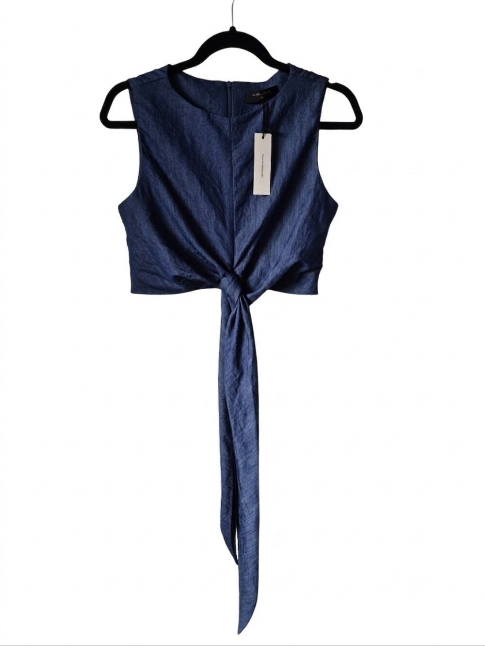 NWT Commense Sleeveless Denim Knot Front Crop Top Size M
